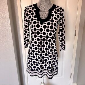 3/4 Sleeve Geometric Print Tunic Blouse